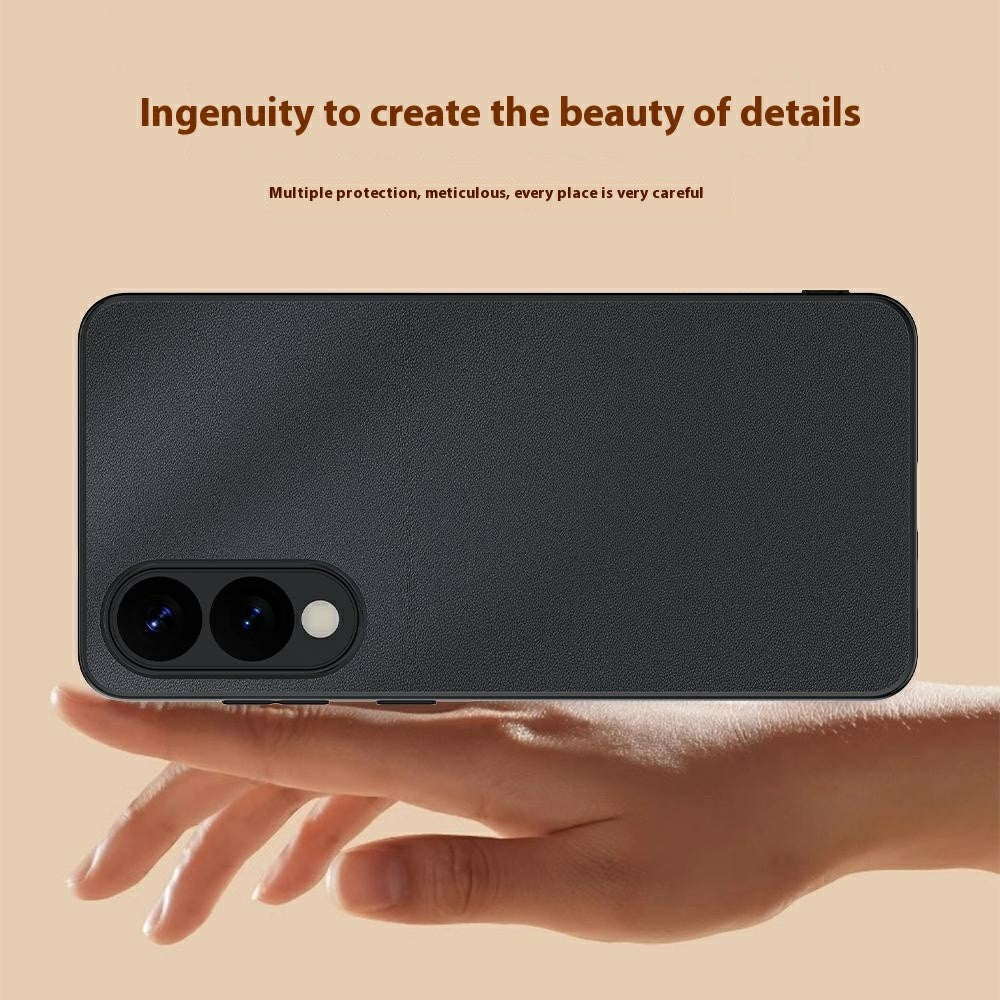 For Samsung Galaxy S25 Edge Case PU Leather Coated PC + TPU Anti-Drop Phone Cover