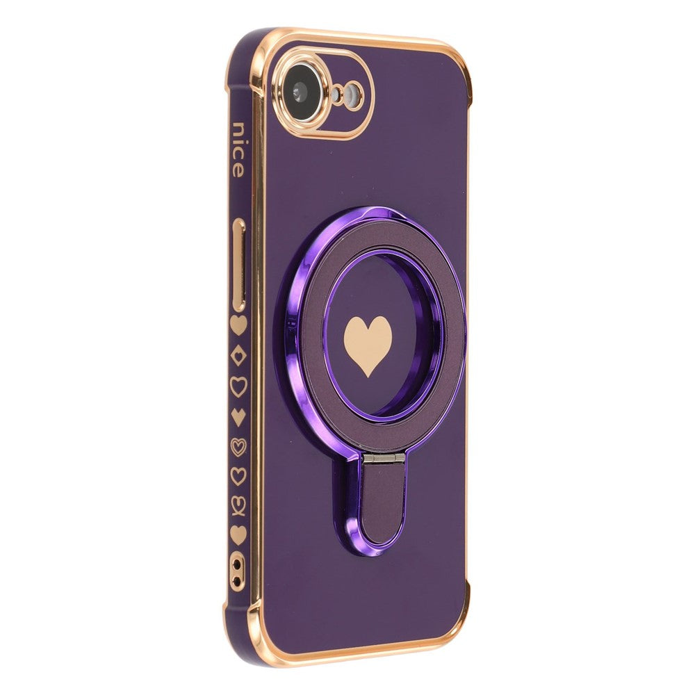 For iPhone 17th / 16th Case Kickstand Electroplating Love Printing TPU Back Cover