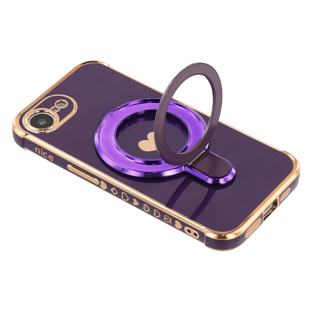For iPhone 17th / 16th Case Kickstand Electroplating Love Printing TPU Back Cover