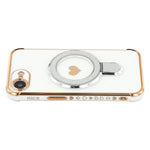 For iPhone 17th / 16th Case Kickstand Electroplating Love Printing TPU Back Cover