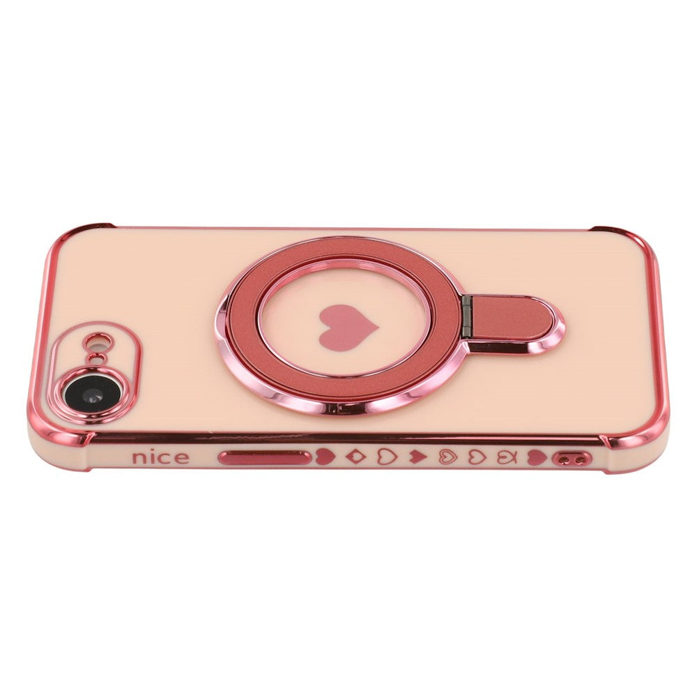 For iPhone 17th / 16th Case Kickstand Electroplating Love Printing TPU Back Cover