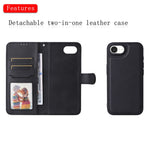 For iPhone 17th / 16th Case 2 in 1 Detachable Magnetic Leather Wallet Mobile Cover with Strap