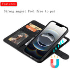 For iPhone 17th / 16th Case 2 in 1 Detachable Magnetic Leather Wallet Mobile Cover with Strap