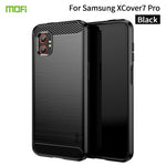 MOFI For Samsung Galaxy XCover7 Pro Back Cover Brushed Texture Carbon Fiber Soft TPU Case