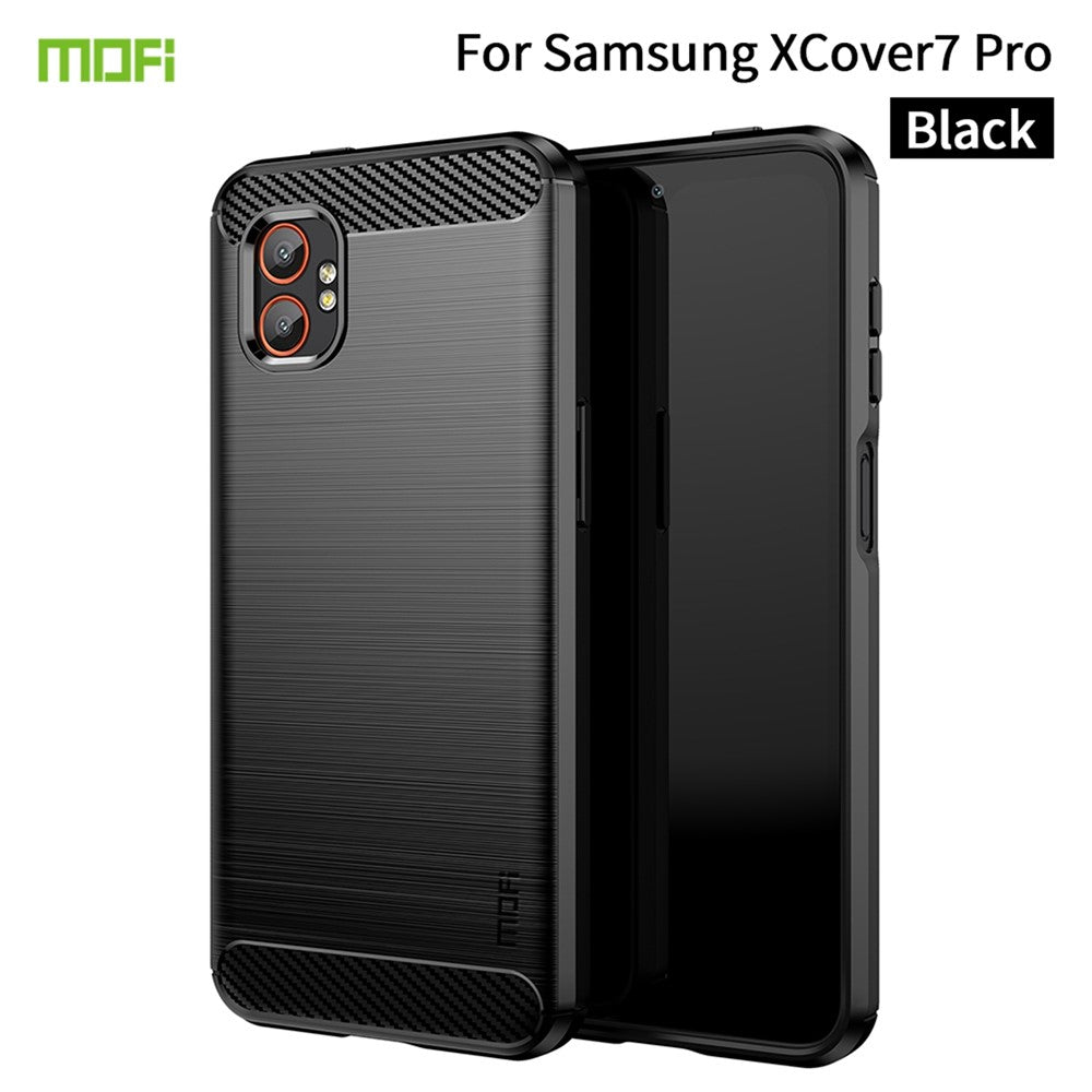 MOFI For Samsung Galaxy XCover7 Pro Back Cover Brushed Texture Carbon Fiber Soft TPU Case
