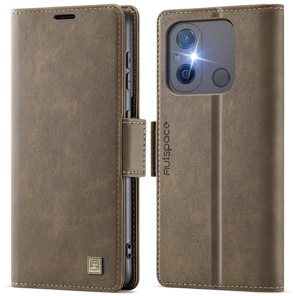 AUTSPACE For Xiaomi Redmi 12C 4G / Xiaomi Redmi 11A 4G Case  A11 RFID Blocking Retro Leather Cell Phone Wallet Cover