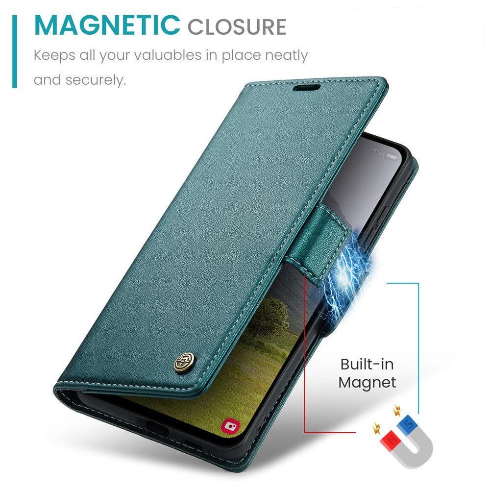 CASEME Til Samsung Galaxy S25 Edge Etui 023-serien RFID-blokerende Læder Pung Stativ Telefoncover