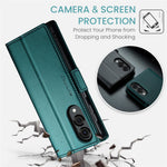 CASEME Til Samsung Galaxy S25 Edge Etui 023-serien RFID-blokerende Læder Pung Stativ Telefoncover