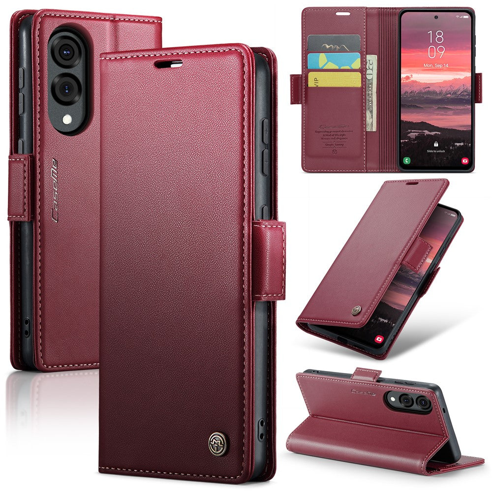 CASEME Til Samsung Galaxy S25 Edge Etui 023-serien RFID-blokerende Læder Pung Stativ Telefoncover