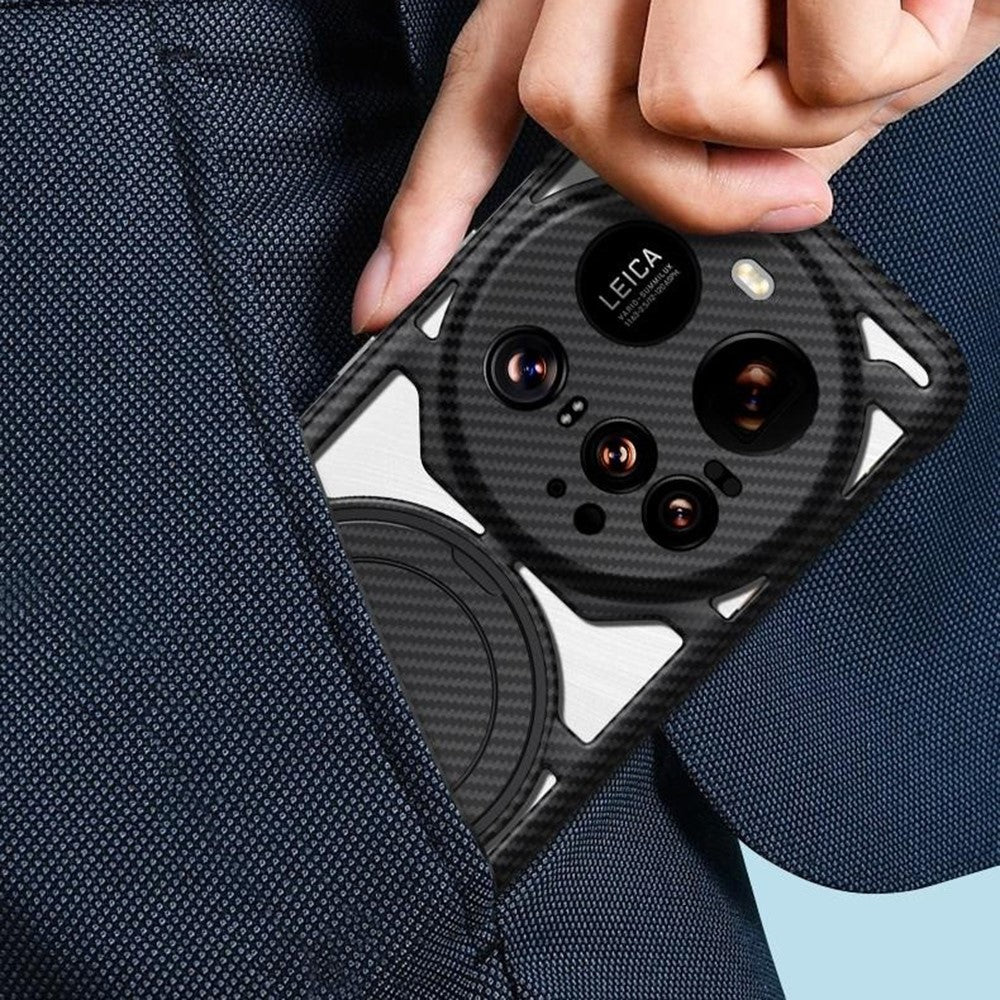 For Xiaomi 15 Ultra Case with Kickstand Heat Dissipation Hard PC Phone Back Cover Carbon Fiber Texture