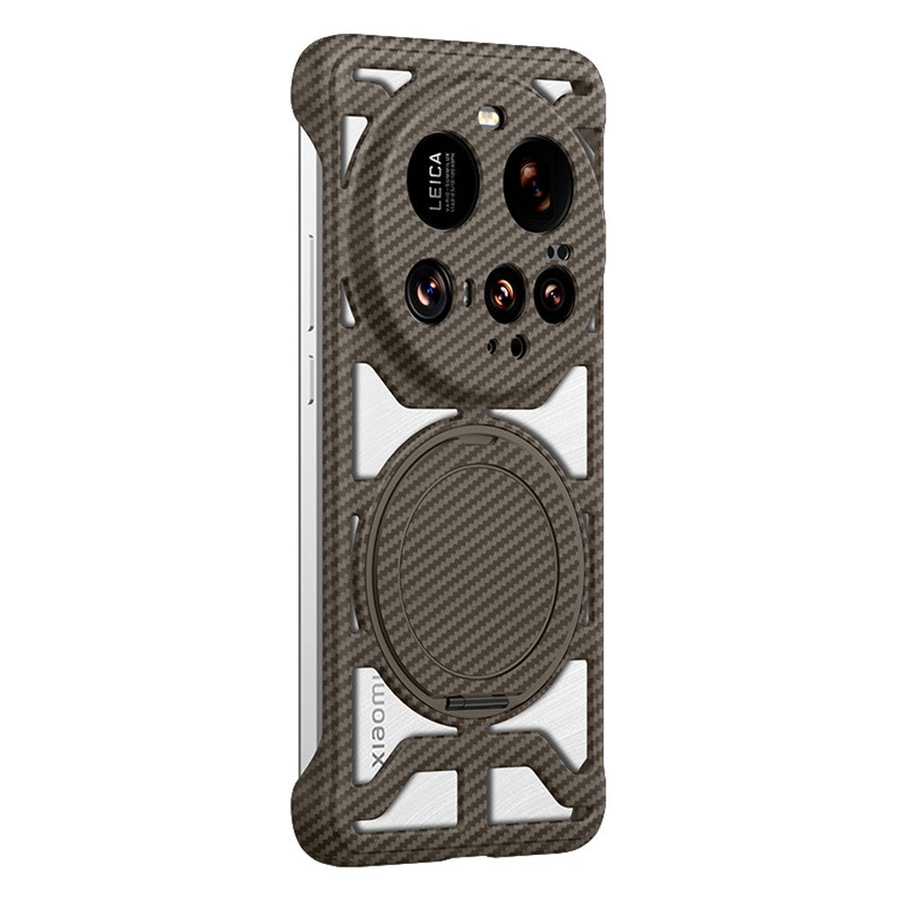 For Xiaomi 15 Ultra Case with Kickstand Heat Dissipation Hard PC Phone Back Cover Carbon Fiber Texture