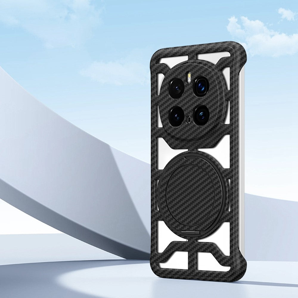 For Honor Magic7 Pro 5G Case with Kickstand Heat Dissipation Hard PC Phone Back Cover Carbon Fiber Texture