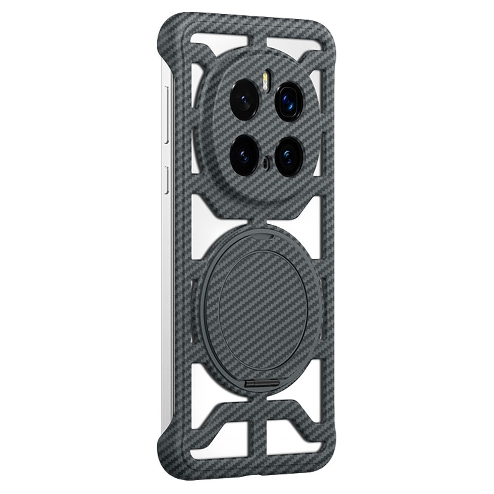 For Honor Magic7 Pro 5G Case with Kickstand Heat Dissipation Hard PC Phone Back Cover Carbon Fiber Texture