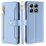 For Xiaomi 14T Pro Leather Case Zipper Pocket Wallet Phone Cover with 2 Straps