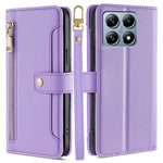 For Xiaomi 14T Pro Leather Case Zipper Pocket Wallet Phone Cover with 2 Straps