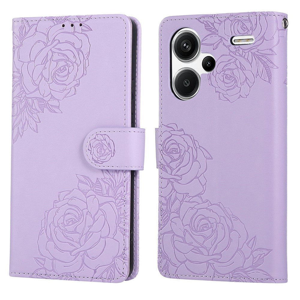 For Xiaomi Redmi Note 13 Pro+ 5G Case Rose Flower PU Leather Wallet Phone Cover with 3 Card Slots