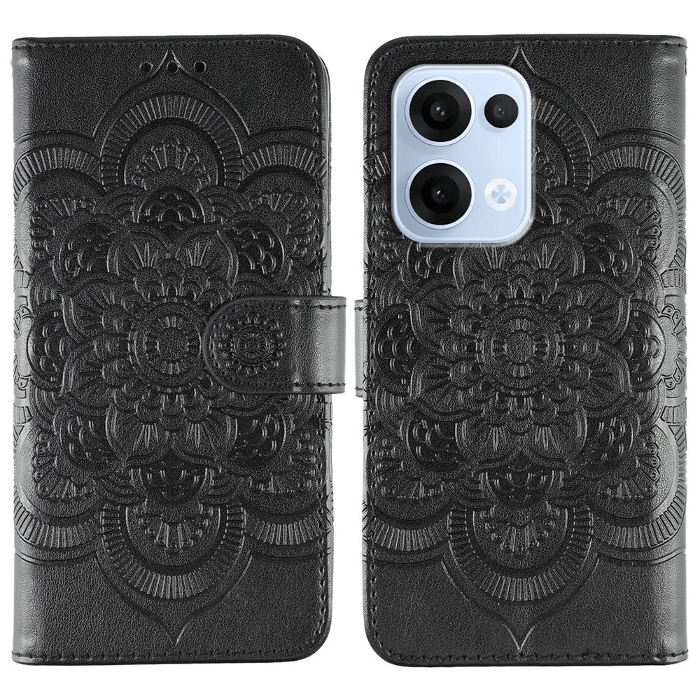 For Oppo Reno13 5G (Global) Case PU Leather Mandala Imprinted Design Wallet Phone Cover
