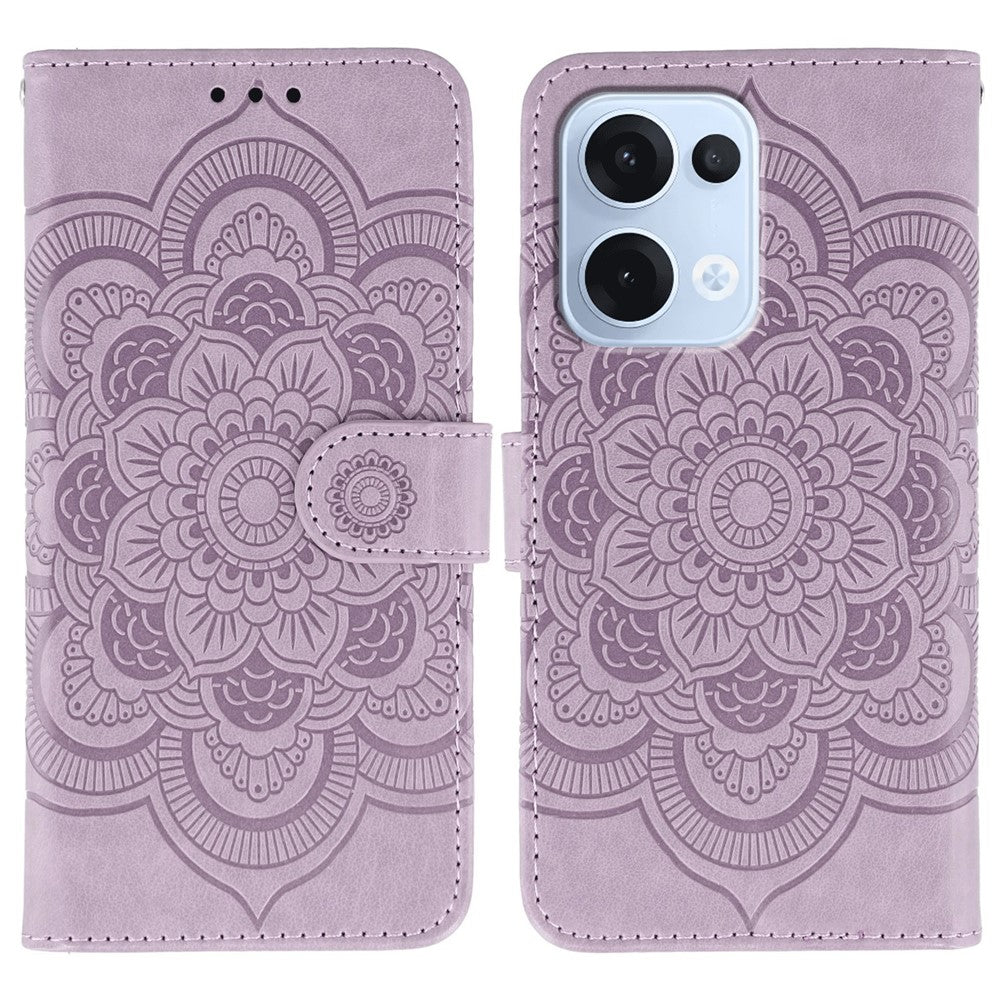 For Oppo Reno13 5G (Global) Case PU Leather Mandala Imprinted Design Wallet Phone Cover
