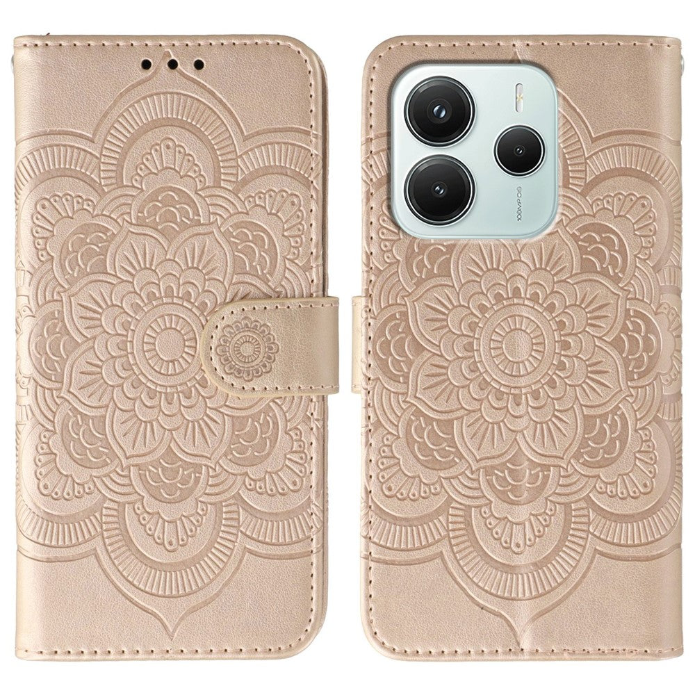 For Xiaomi Redmi Note 14 4G (164.84mm) Case PU Leather Mandala Imprinted Design Wallet Phone Cover