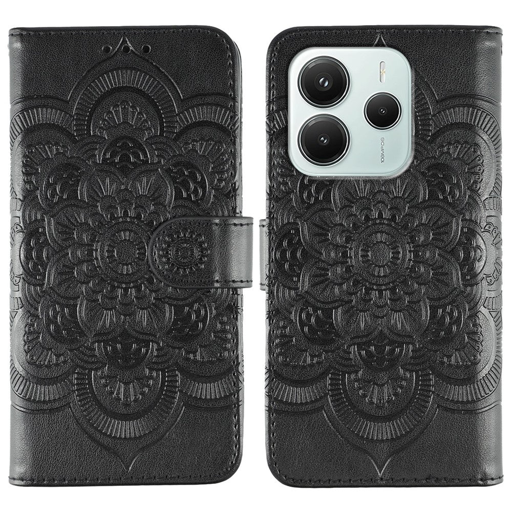 For Xiaomi Redmi Note 14 5G / Poco M7 Pro 5G Case PU Leather Mandala Imprinted Design Wallet Phone Cover