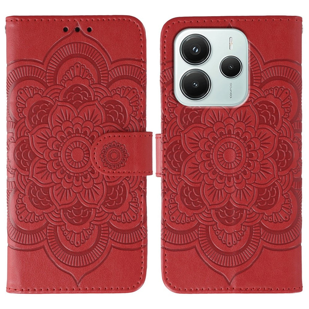For Xiaomi Redmi Note 14 5G / Poco M7 Pro 5G Case PU Leather Mandala Imprinted Design Wallet Phone Cover