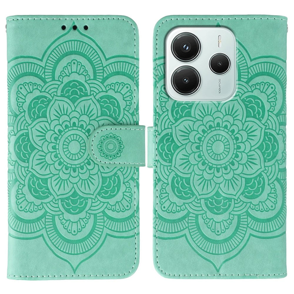 For Xiaomi Redmi Note 14 5G / Poco M7 Pro 5G Case PU Leather Mandala Imprinted Design Wallet Phone Cover