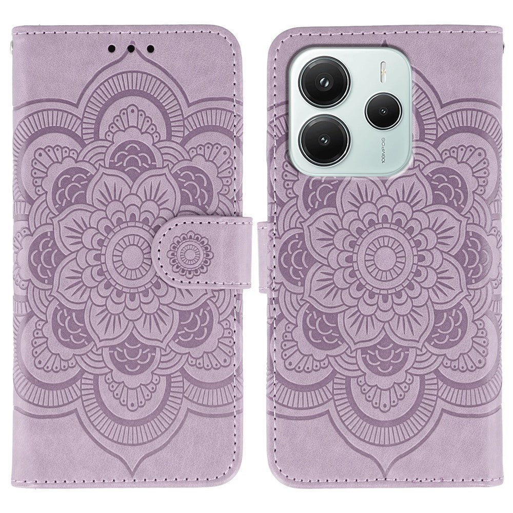 For Xiaomi Redmi Note 14 5G / Poco M7 Pro 5G Case PU Leather Mandala Imprinted Design Wallet Phone Cover