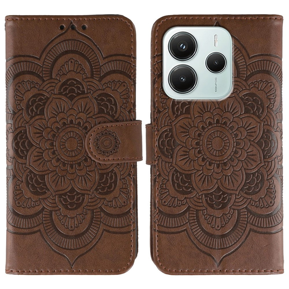 For Xiaomi Redmi Note 14 5G / Poco M7 Pro 5G Case PU Leather Mandala Imprinted Design Wallet Phone Cover