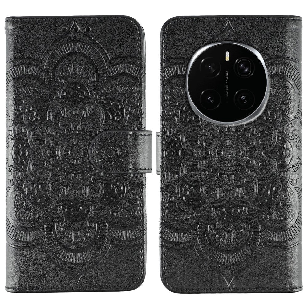 For Honor Magic7 Pro 5G Case PU Leather Mandala Imprinted Design Wallet Phone Cover