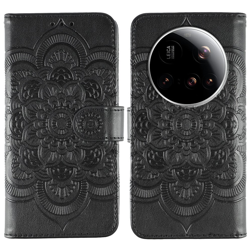 For Xiaomi 15 Ultra Case PU Leather Mandala Imprinted Design Wallet Phone Cover