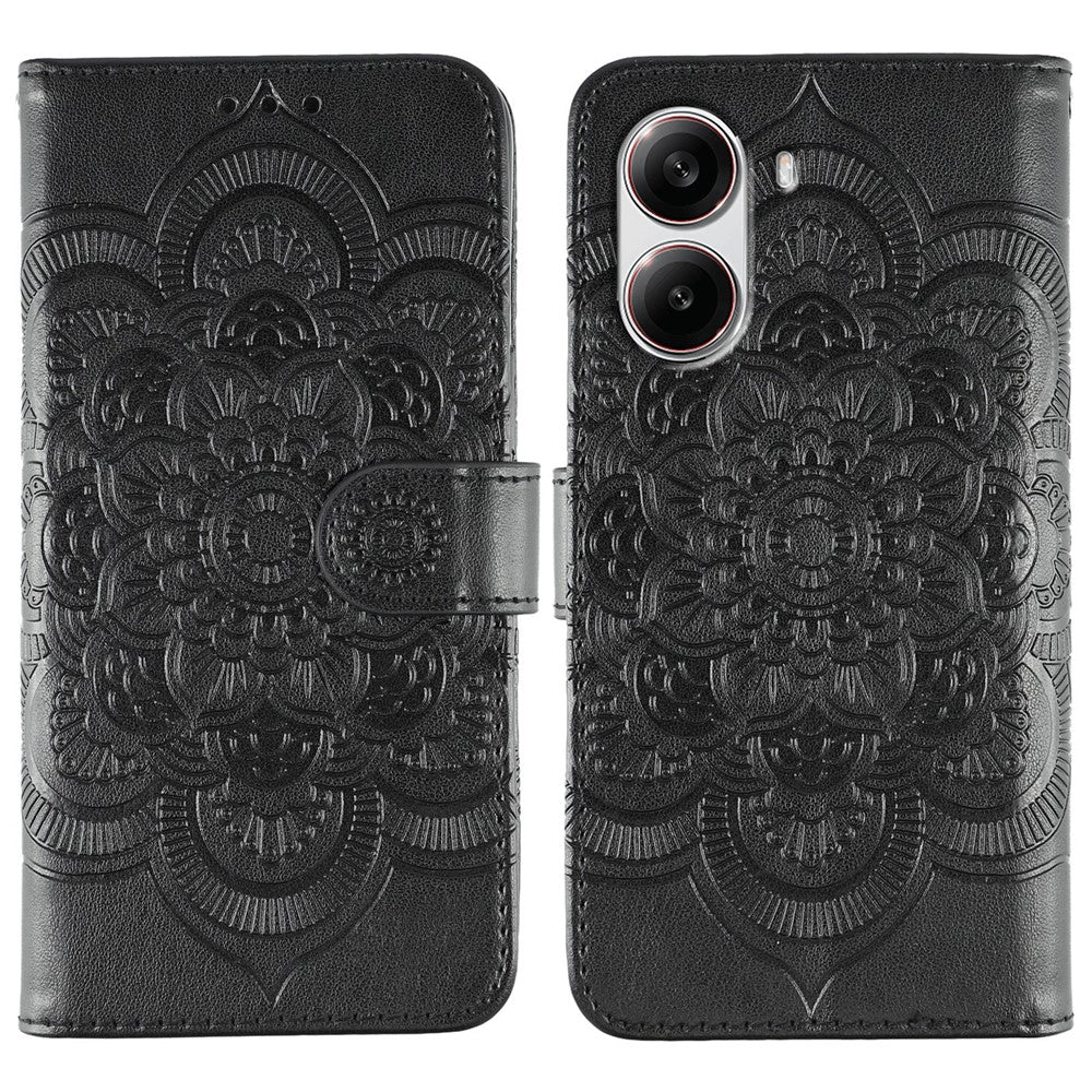 For Xiaomi Poco X7 Pro 5G / Redmi Turbo 4 5G Case PU Leather Mandala Imprinted Design Wallet Phone Cover