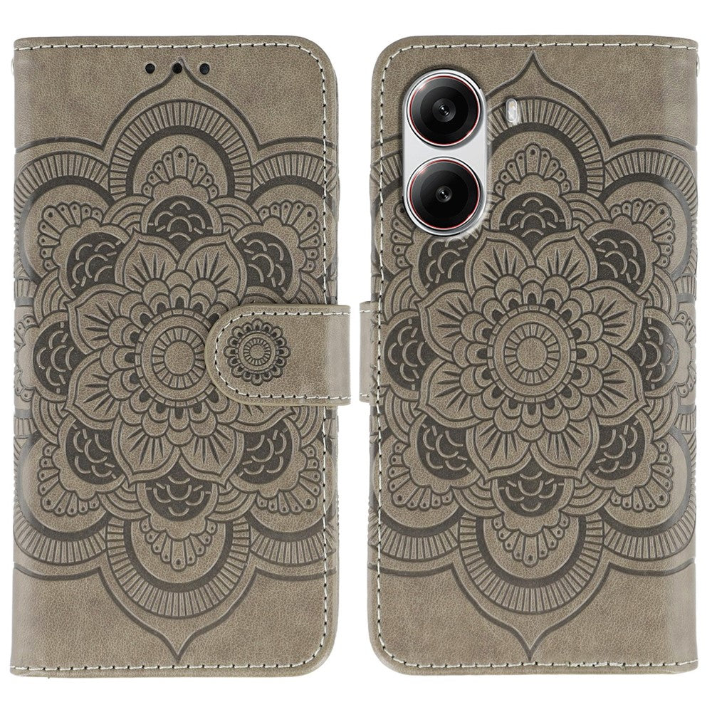 For Xiaomi Poco X7 Pro 5G / Redmi Turbo 4 5G Case PU Leather Mandala Imprinted Design Wallet Phone Cover