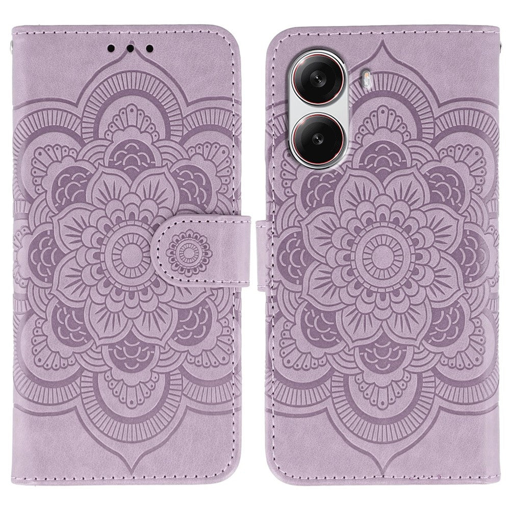For Xiaomi Poco X7 Pro 5G / Redmi Turbo 4 5G Case PU Leather Mandala Imprinted Design Wallet Phone Cover