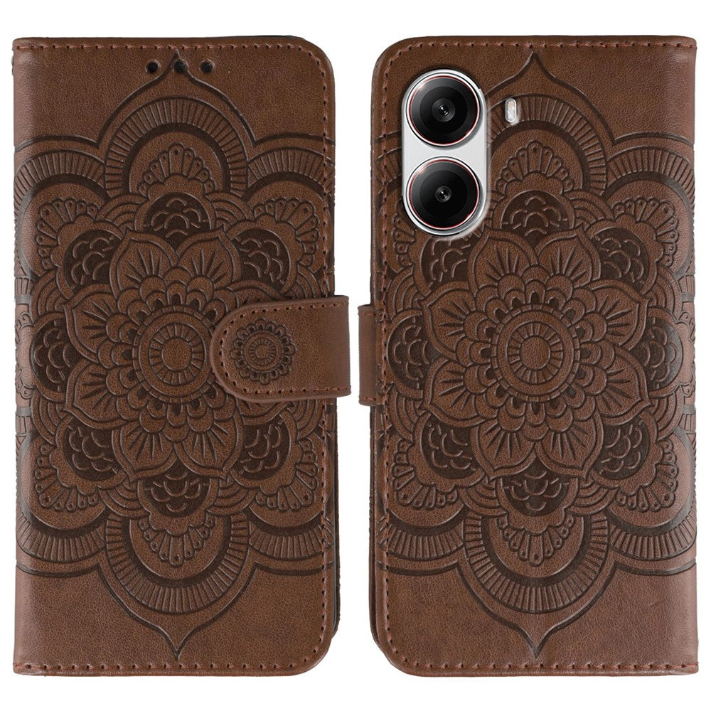 For Xiaomi Poco X7 Pro 5G / Redmi Turbo 4 5G Case PU Leather Mandala Imprinted Design Wallet Phone Cover
