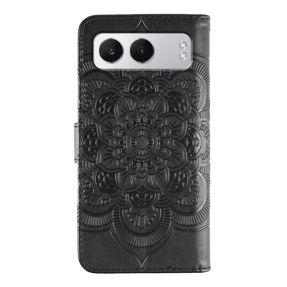 OnePlus Nord 4-skal i PU-läder med mandala-präglad design, plånboksfodral