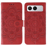 OnePlus Nord 4-skal i PU-läder med mandala-präglad design, plånboksfodral