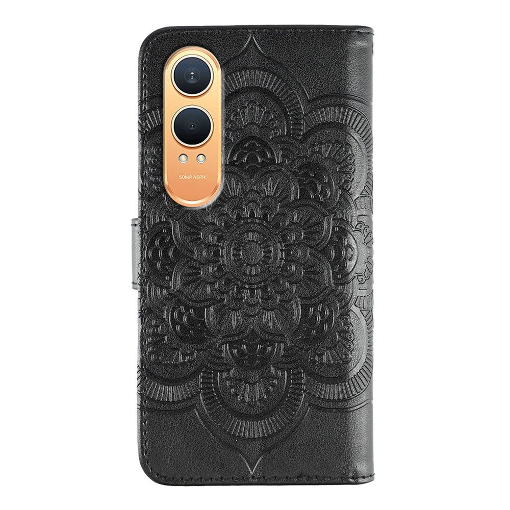 OnePlus Nord CE4 Lite 5G-skal i PU-läder med mandala-präglad design, plånboksfodral