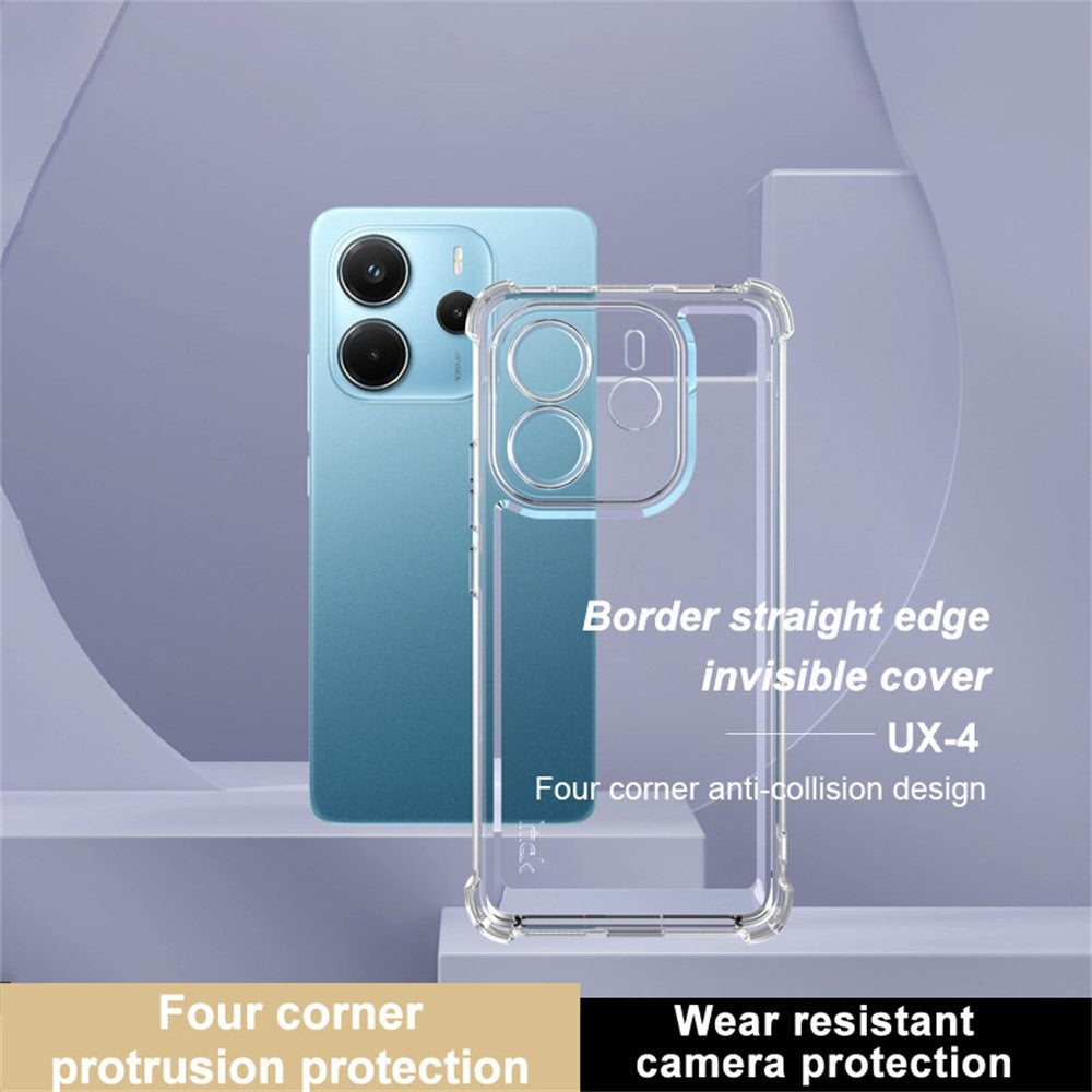 IMAK UX-4 Series For Xiaomi Redmi Note 14 4G (164.84mm) Case Straight Frame Four Corner Shockproof Clear TPU Cover