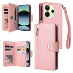 For Xiaomi Redmi Note 14 4G (164.84mm) Case Zipper Wallet Leather Stand Phone Cover Rivet Decor