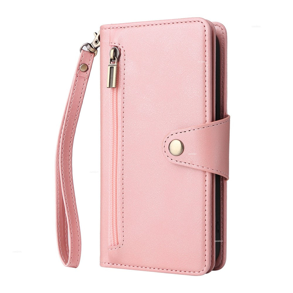 For Xiaomi Redmi Note 14 4G (164.84mm) Case Zipper Wallet Leather Stand Phone Cover Rivet Decor