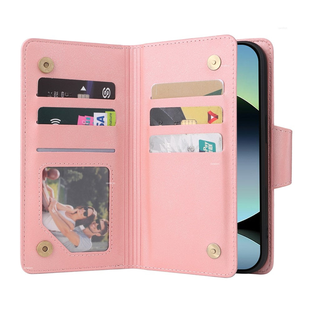 For Xiaomi Redmi Note 14 4G (164.84mm) Case Zipper Wallet Leather Stand Phone Cover Rivet Decor