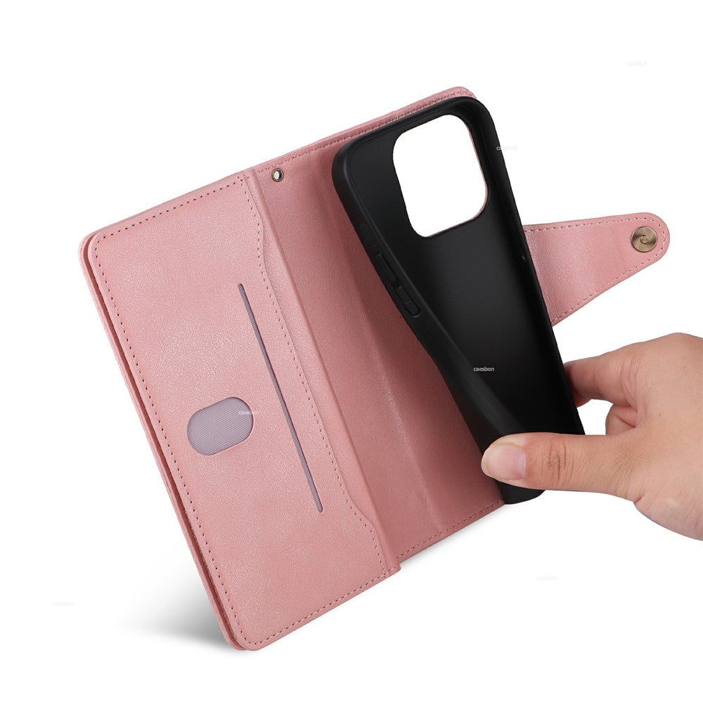 For Xiaomi Redmi Note 14 4G (164.84mm) Case Zipper Wallet Leather Stand Phone Cover Rivet Decor