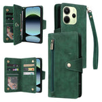 For Xiaomi Redmi Note 14 4G (164.84mm) Case Zipper Wallet Leather Stand Phone Cover Rivet Decor
