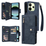 For Xiaomi Redmi Note 14 4G (164.84mm) Case Zipper Wallet Leather Stand Phone Cover Rivet Decor