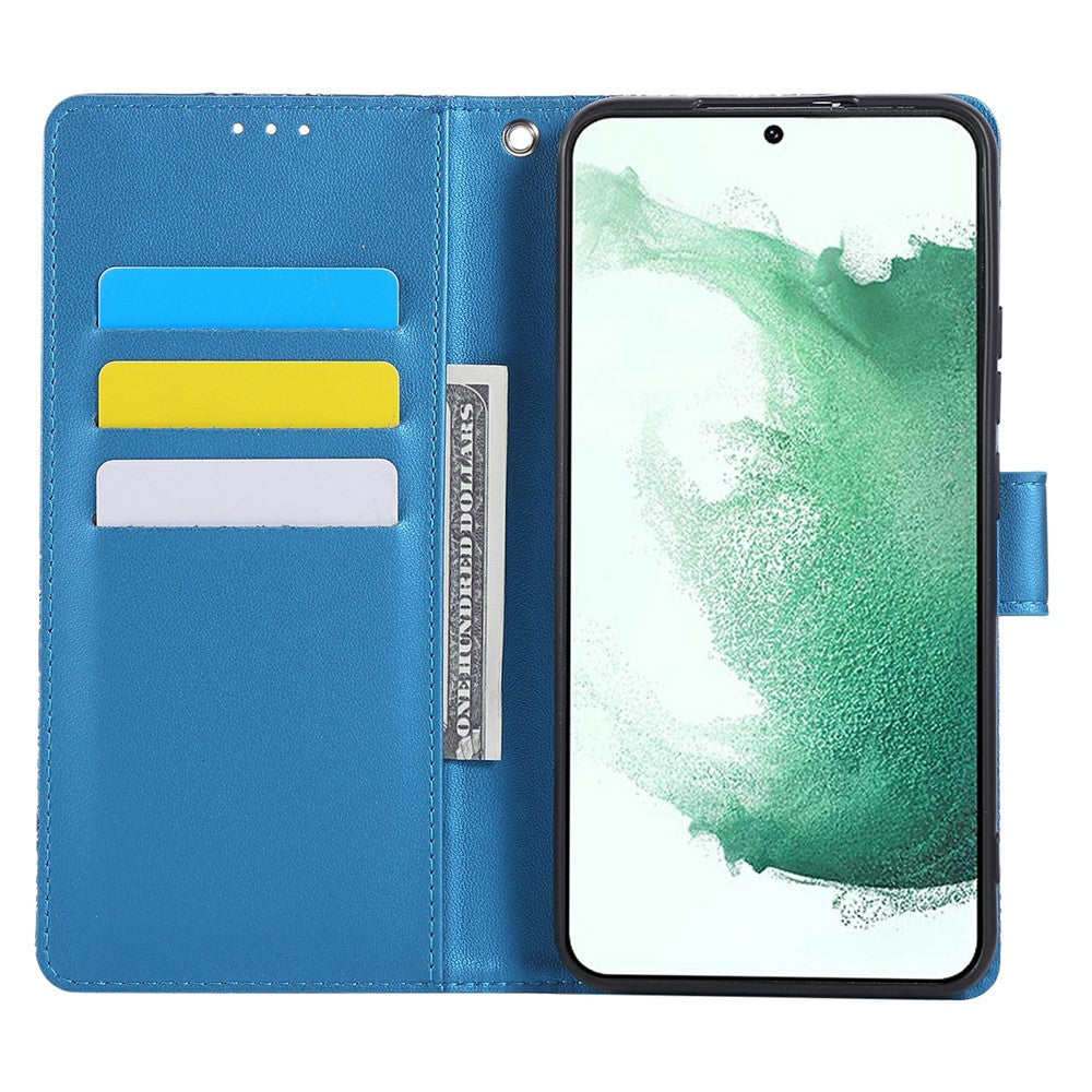 For Samsung Galaxy S22+ 5G Case Rose Flower PU Leather Wallet Phone Cover with 3 Card Slots