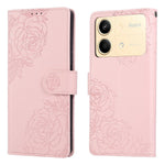 Xiaomi Redmi Note 13R Pro 5G-skal i rosblomma i PU-läder med plånbok och 3 kortfack