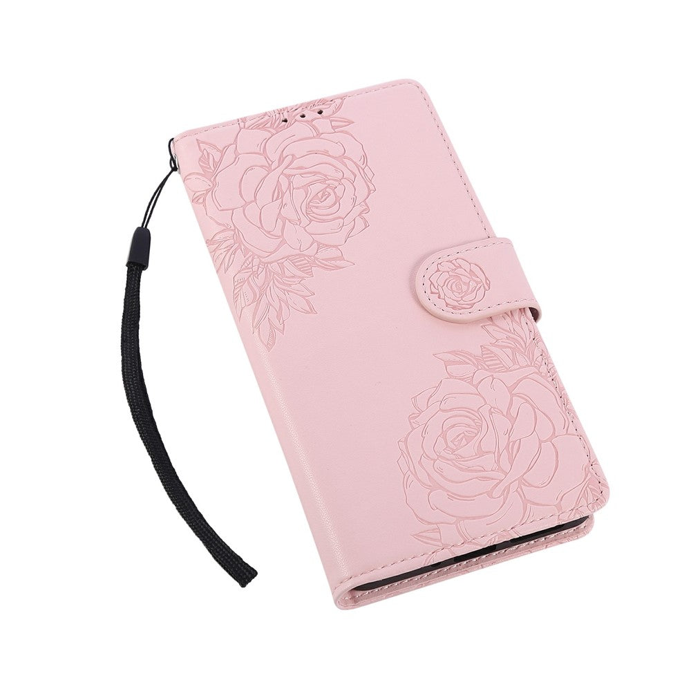 Xiaomi Redmi Note 13R Pro 5G-skal i rosblomma i PU-läder med plånbok och 3 kortfack