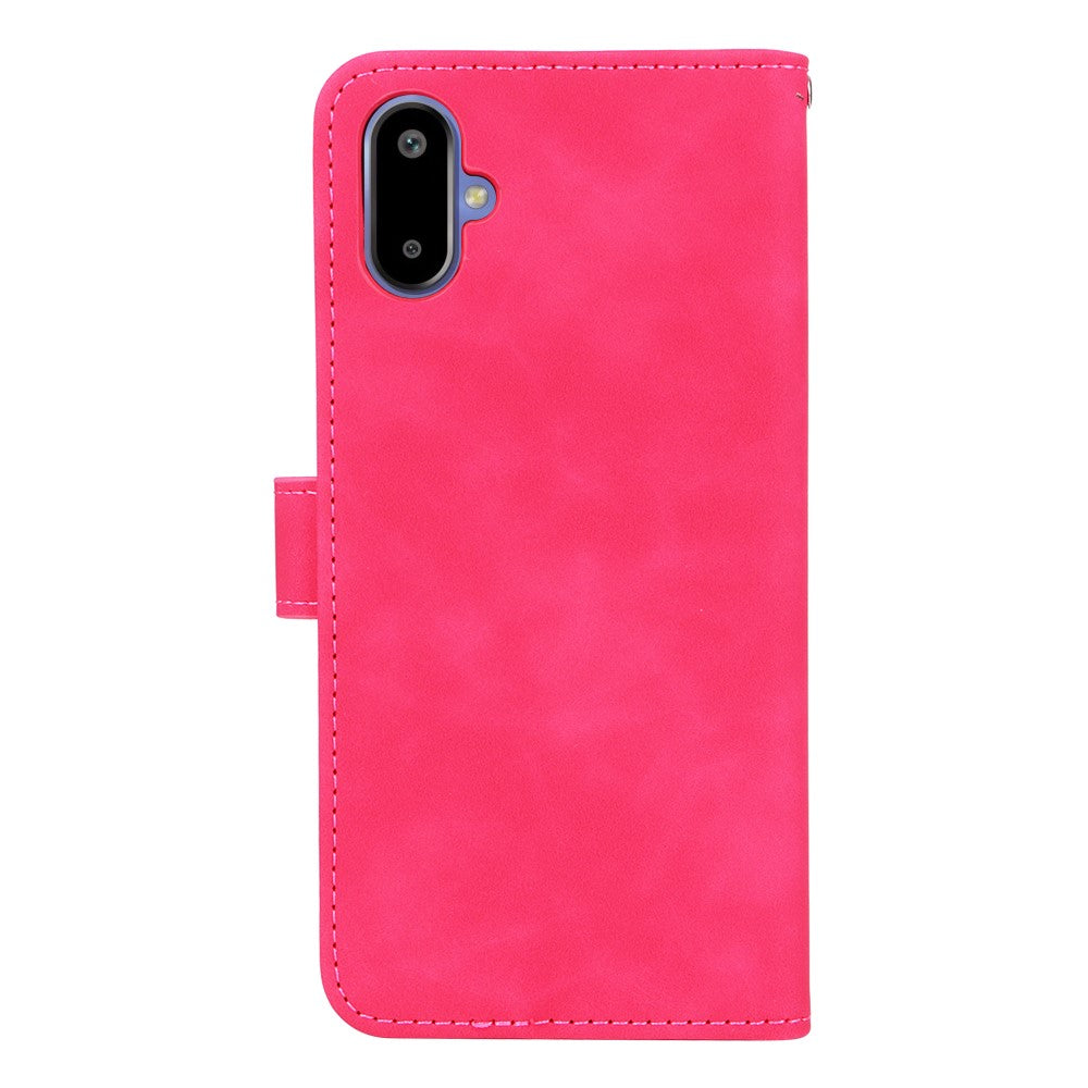 Läderfodral för Samsung Galaxy F06 5G / M06 5G, stötsäkert plånboksfodral med fällbart mönster.
