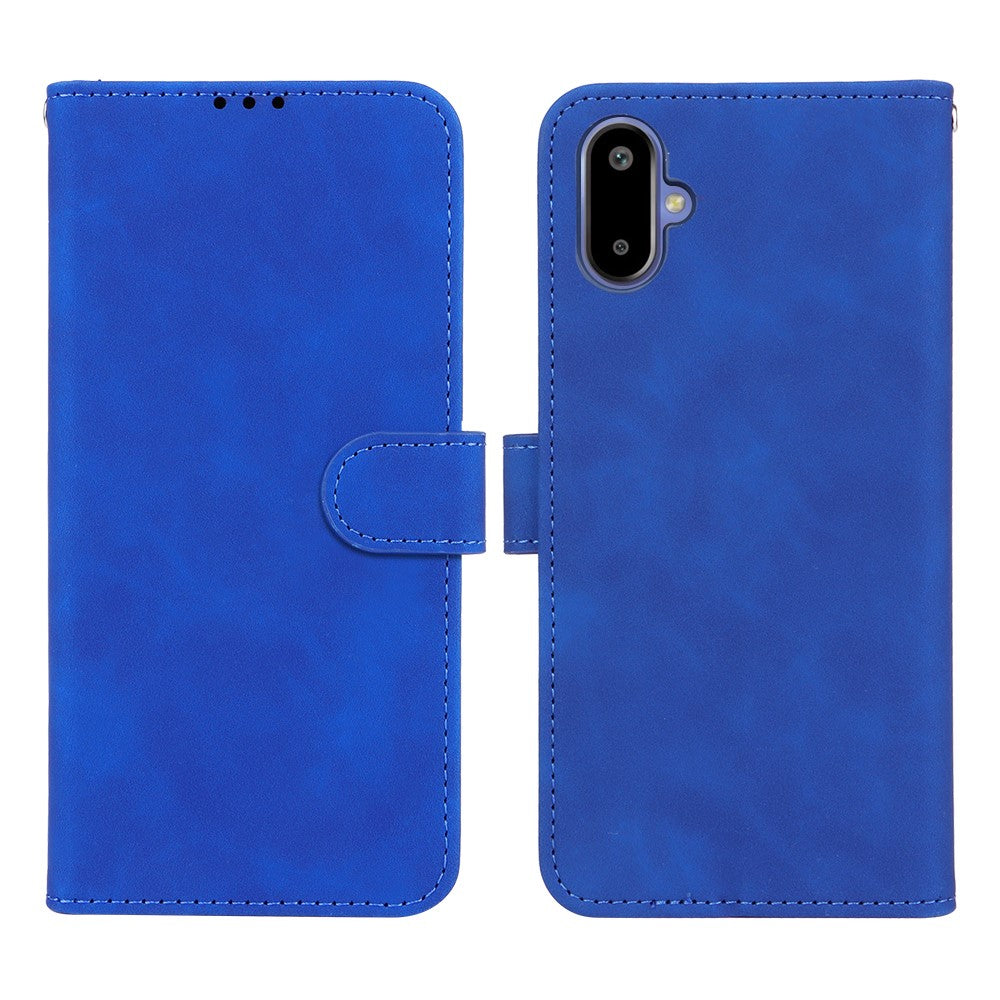 Läderfodral för Samsung Galaxy F06 5G / M06 5G, stötsäkert plånboksfodral med fällbart mönster.