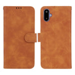 Läderfodral för Samsung Galaxy F06 5G / M06 5G, stötsäkert plånboksfodral med fällbart mönster.